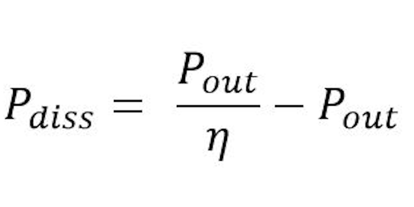 Fig. 2-Internal power dissipation, Pdiss, is dependent on the efficiency, η and the output power (load)-850x425